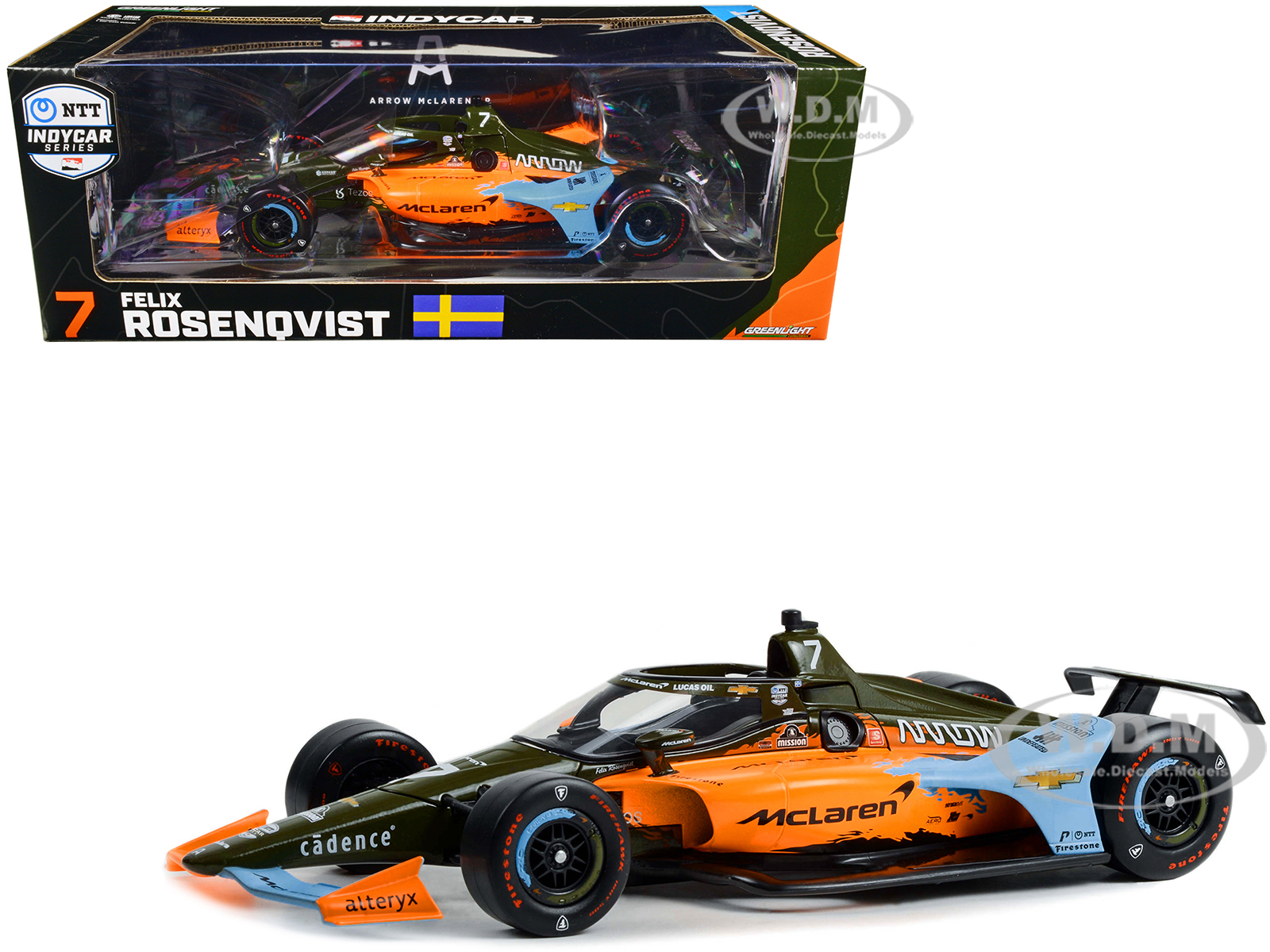 Dallara IndyCar #7 Felix Rosenqvist UNDEFEATED Arrow McLaren SP Indianapolis 500 NTT IndyCar Series (2022) 1/18 Diecast Model Car by Greenlight
