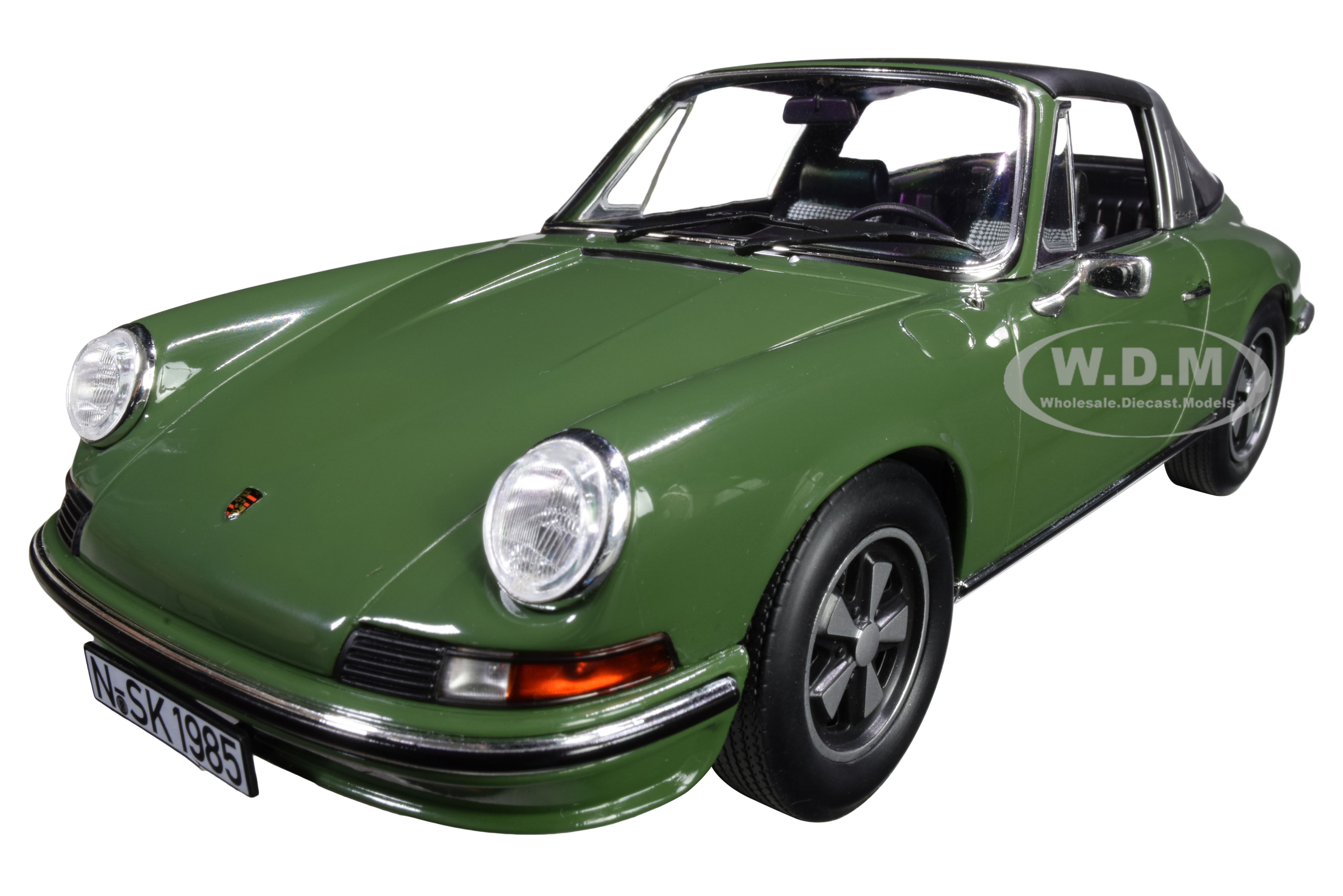 Image of 1973 Porsche 911 S Targa Green with Black Top 1/18 Diecast Model Car by Norev