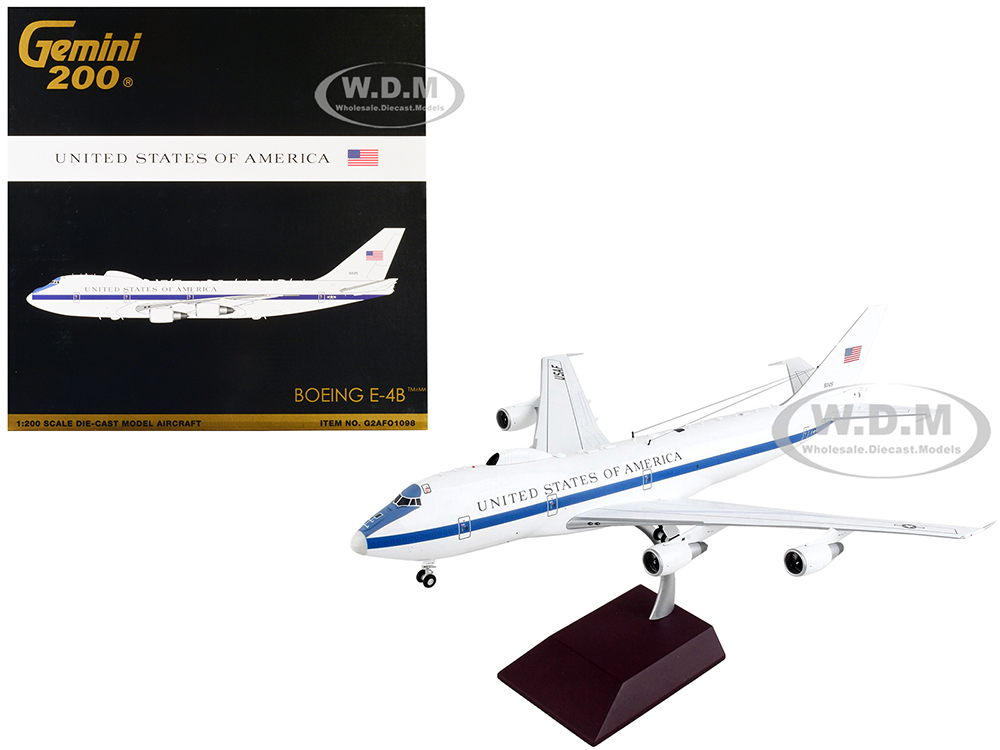 Boeing E-4B Military Aircraft 55th Wing 1st Airborne Command and Control Squadron Offutt Air Force Base United States Air Force Gemini 200 Series 1/200 Diecast Model Airplane by GeminiJets