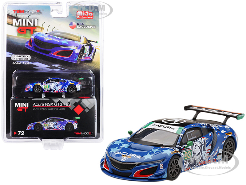 Acura NSX GT3 93 Statue Of Liberty 2017 IMSA Watkins Glen Limited Edition To 3600 Pieces Worldwide 1/64 Diecast Model Car By True Scale Miniatures