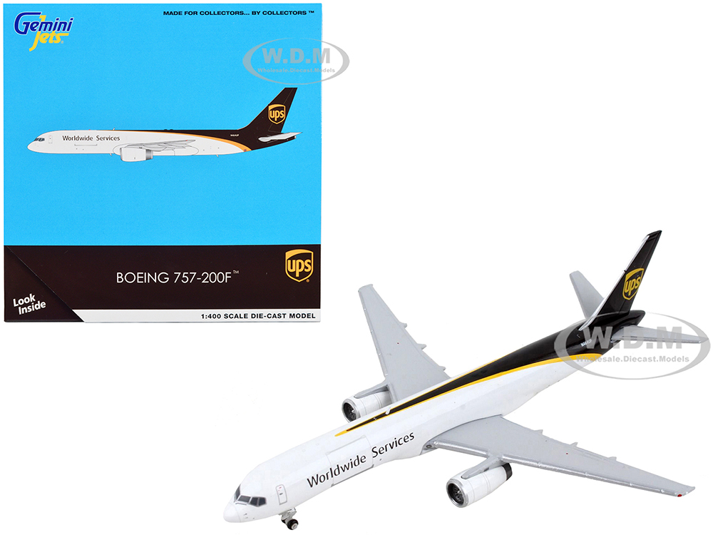 Boeing 757-200F Commercial Aircraft UPS (United Parcel Service) - Worldwide Services White and Dark Brown 1/400 Diecast Model Airplane by GeminiJets