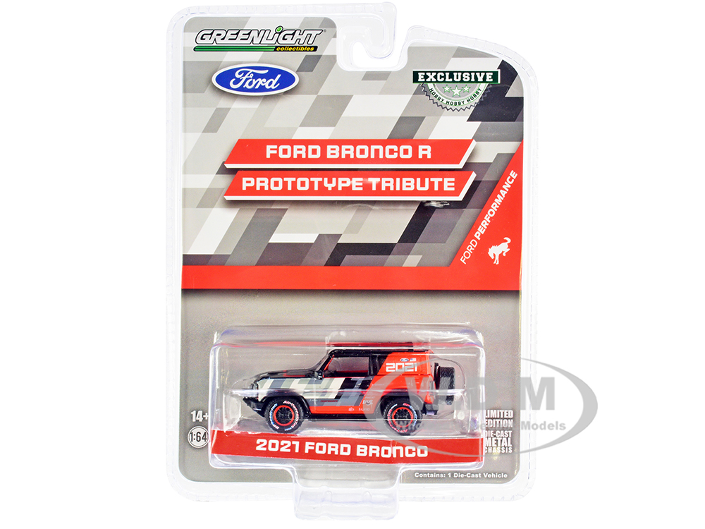 2021 Ford Bronco "Ford Performance Ford Bronco R Prototype Tribute" Edition Black and Orange with Graphics and Roof Rack "Hobby Exclusive" Series 1/6