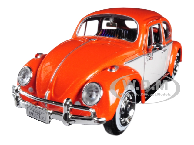 1966 Volkswagen Classic Beetle with Rear Luggage Rack Orange 1/24 Diecast Model Car by Motormax