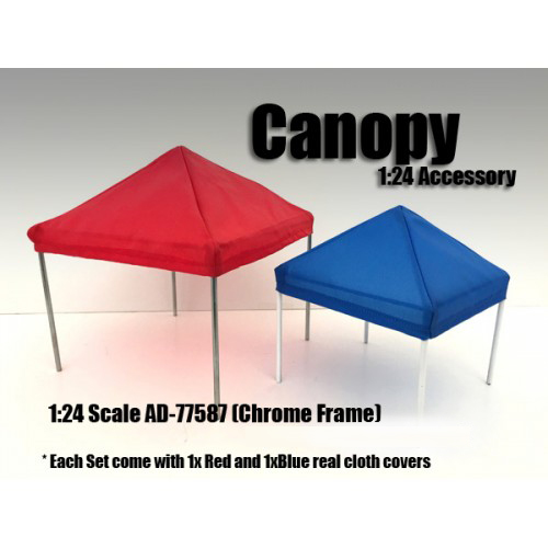 Canopy Accessory Blue And Red With 1 Chrome Frame 124 Scale By American Diorama