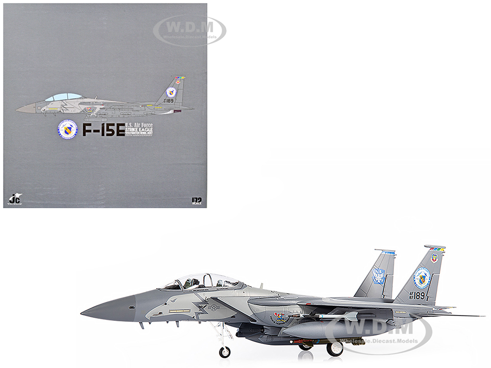 F-15E U.S. Air Force Strike Eagle Fighter Aircraft 4th Fighter Wing 2017 75th Anniversary with Display Stand Limited Edition to 700 pieces Worldwide 1/72 Diecast Model by JC Wings