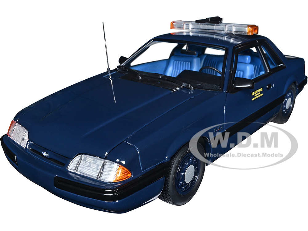 1988 Ford Mustang 5.0 SSP Dark Blue U.S. Air Force U-2 Chase Car Dragon Chaser Limited Edition to 852 pieces Worldwide 1/18 Diecast Model Car by GMP