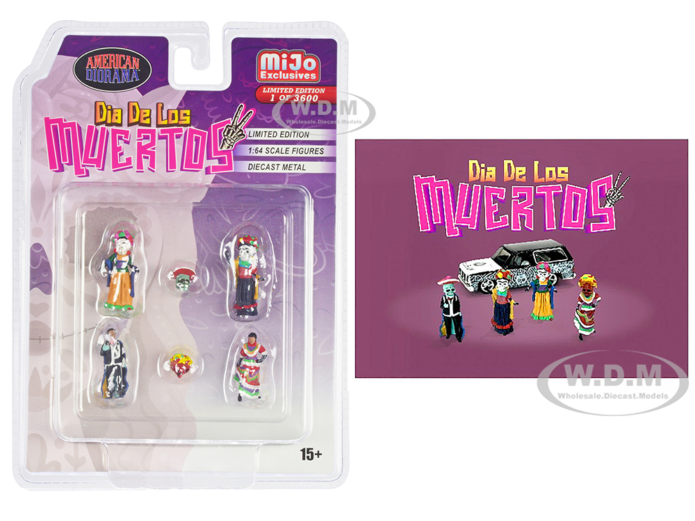 "Dia de los Muertos 2" 6 piece Diecast Set (4 Figures 2 Masks) Limited Edition to 3600 pieces Worldwide for 1/64 Scale Models by American Diorama