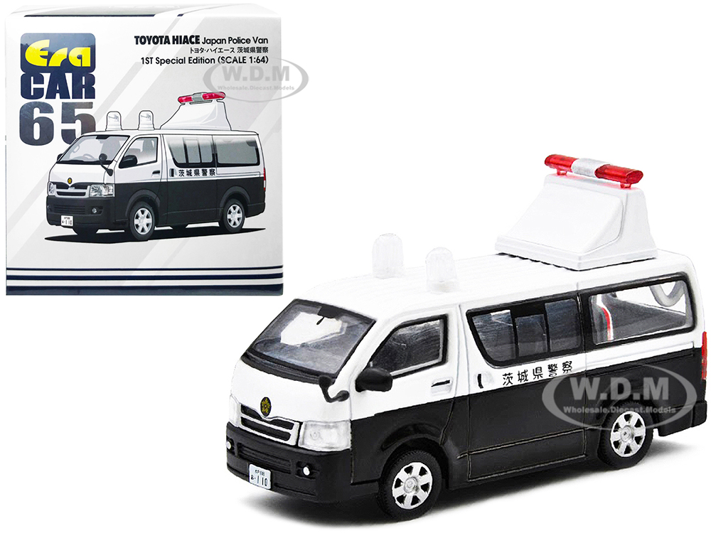 Toyota Hiace Japan Police Van White And Black 1st Special Edition 1/64 Diecast Model Car By Era Car