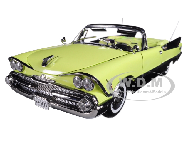 Image of 1959 Dodge Custom Royal Lancer Open Convertible Canary Diamond / Jet Black Platinum Edition 1/18 Diecast Model Car by Sunstar