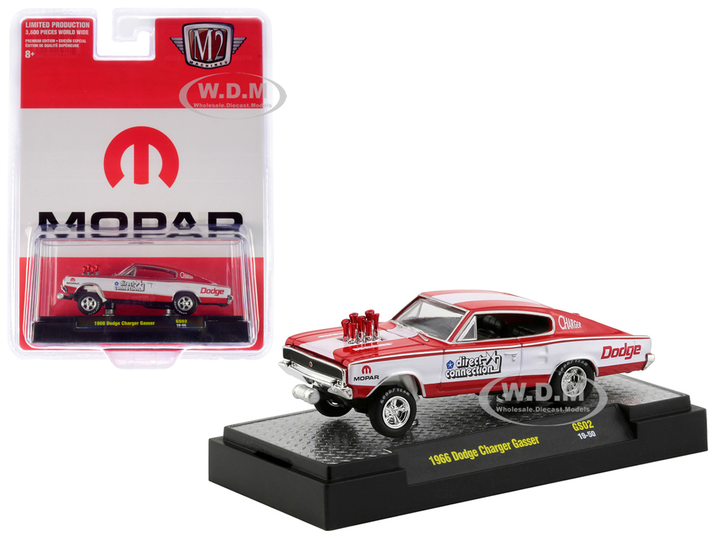 1966 Dodge Charger Gasser Red And White "mopar" "direct Connection" "hobby Exclusive" Limited Edition To 3600 Pieces Worldwide 1/64 Diecast Model Car