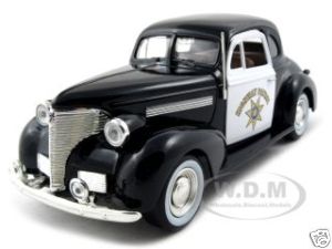 1939 Chevrolet Coupe California Highway Patrol Chp 1/24 Diecast Car Model By Motormax