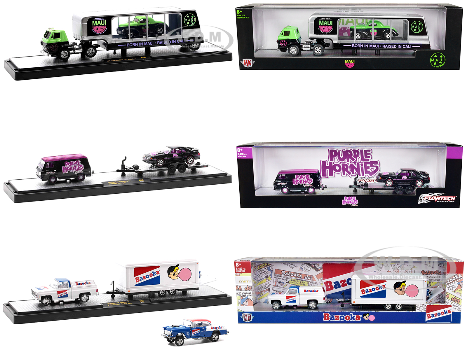 Auto Haulers Set of 3 Trucks Release 56 Limited Edition to 8400 pieces Worldwide 1/64 Diecast Models by M2 Machines