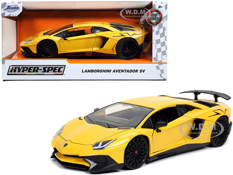 Lamborghini Aventador SV Yellow "Hyper-Spec" 1/24 Diecast Model Car by Jada