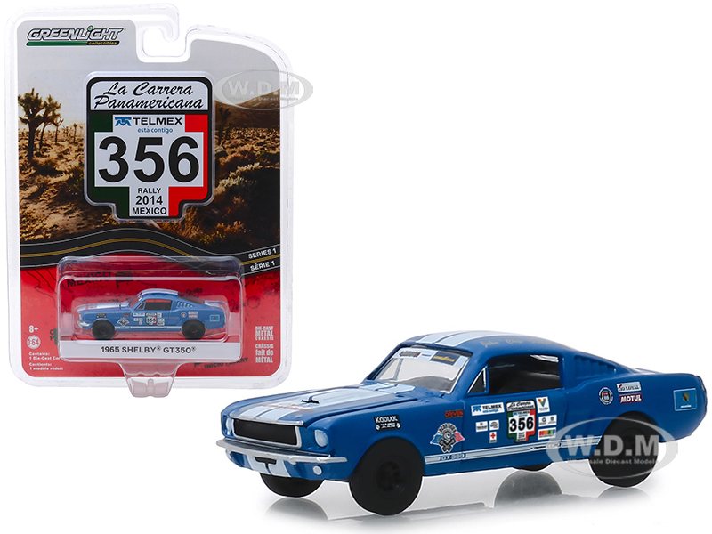 Image of 1965 Ford Mustang Shelby GT350 356 (Rally Mexico 2014) "La Carrera Panamericana" Series 1 1/64 Diecast Model Car by Greenlight