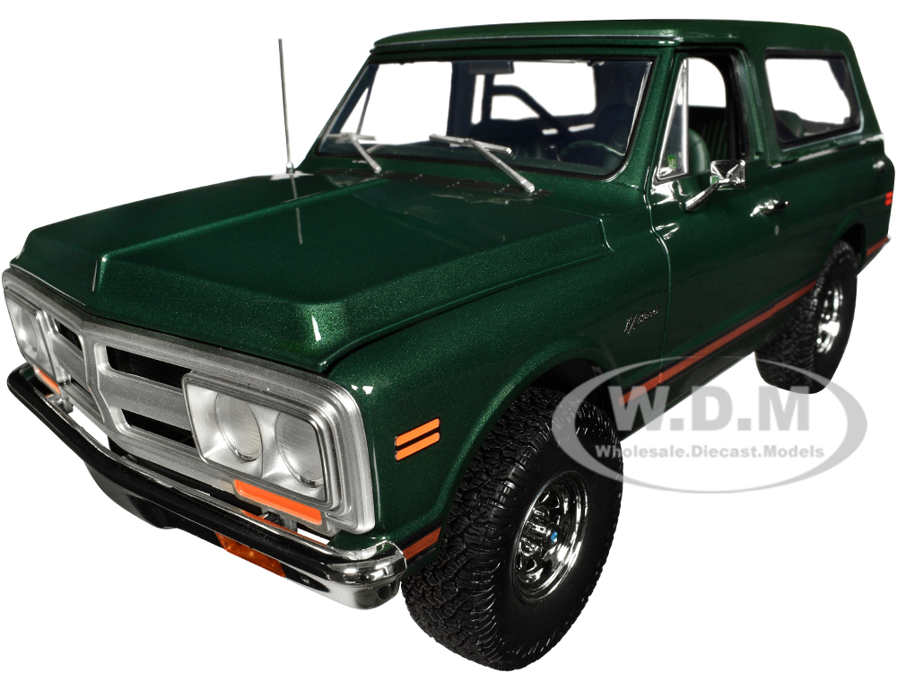 1970 Chevrolet K5 Blazer Dark Green with Red Stripes and Green Interior Celebrity Owned Limited Edition to 402 pieces Worldwide 1/18 Diecast Model Car by ACME