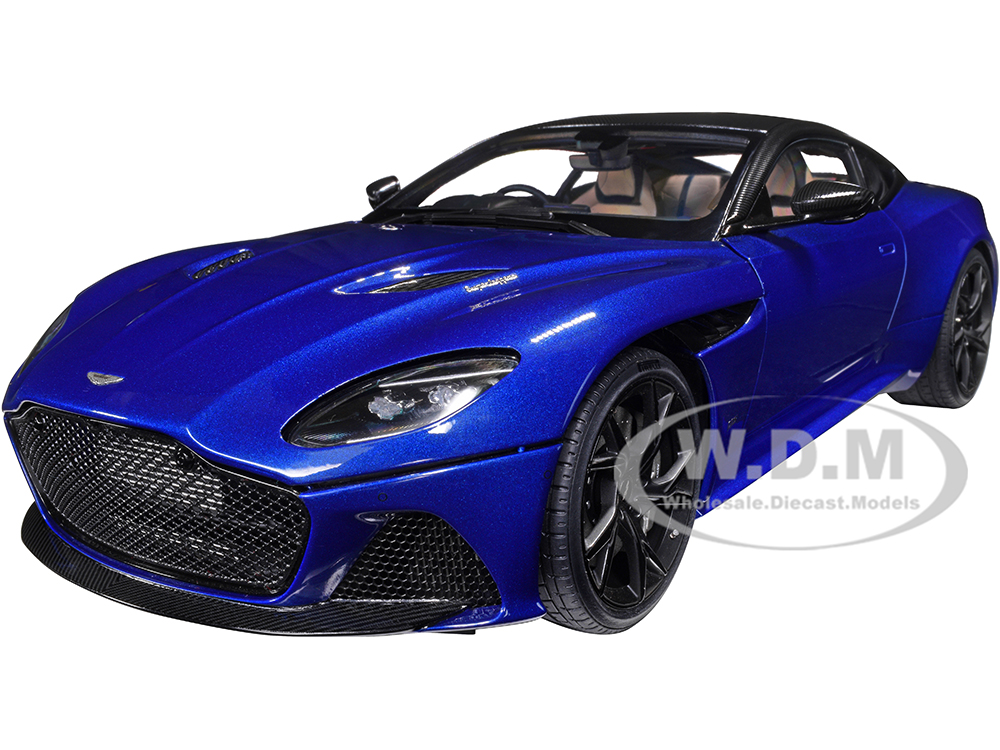 Aston Martin DBS Superleggera RHD (Right Hand Drive) Zaffre Blue Metallic with Carbon Top and Carbon Accents 1/18 Model Car by Autoart
