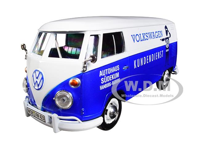Volkswagen Type 2 (T1) Delivery Van Autohaus Sudekum "Kundendienst" Candy Blue and White 1/24 Diecast Model Car by Motormax