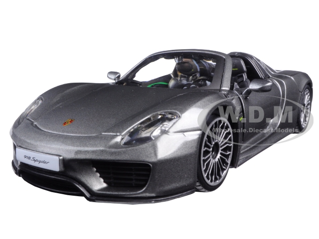 Porsche 918 Spyder Gray 1/24 Diecast Model Car By Bburago