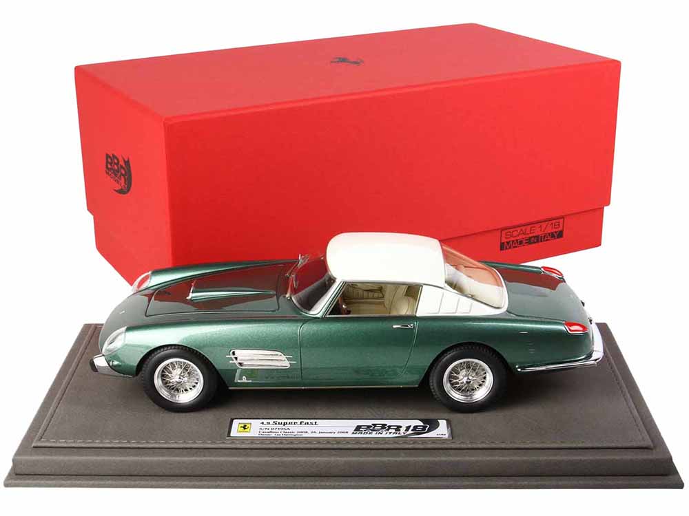 Ferrari Superfast 4.9 S/N 0719SA Green Metallic with White Top Cavallino Classic (2008) with DISPLAY CASE Limited Edition to 64 pieces Worldwide 1/18 Model Car by BBR