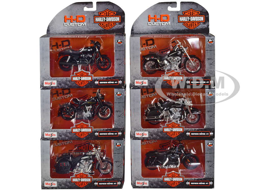 Harley-Davidson Motorcycles 6 Piece Set Series 41 1/18 Diecast Models By Maisto