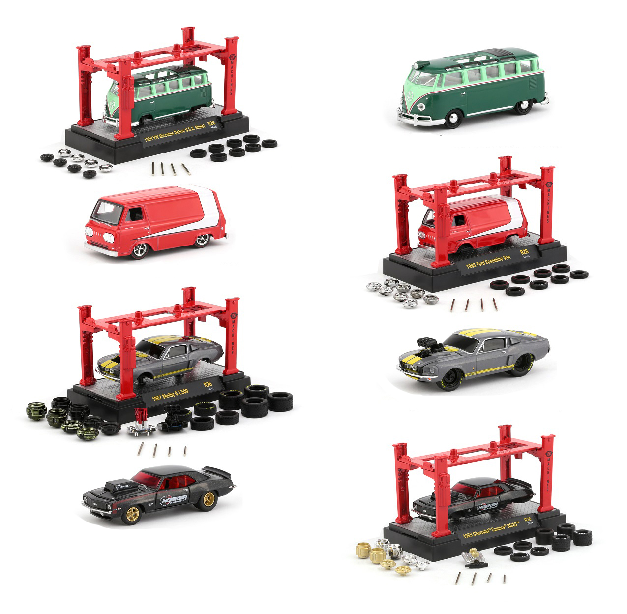 Model Kit 4 Piece Car Set Release 26 1/64 Diecast Model Cars By M2 Machines