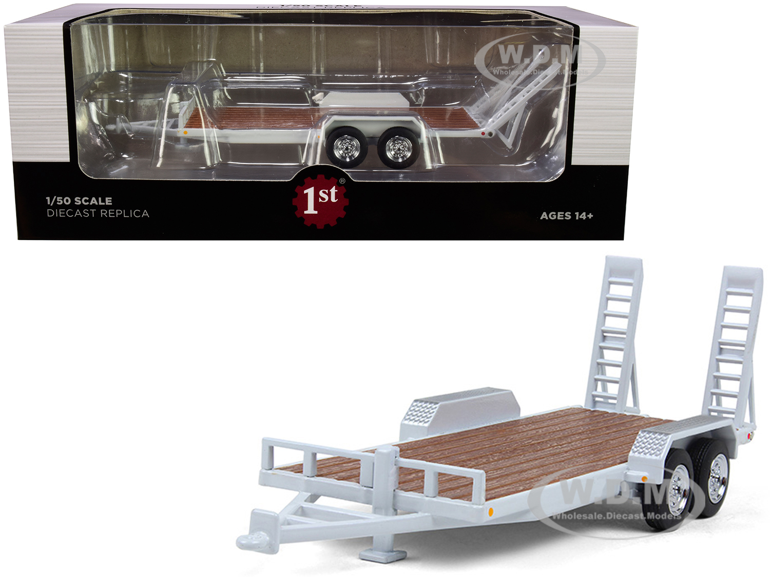 Tandem-axle Tag Trailer Oxford White 1/50 Diecast Model By First Gear