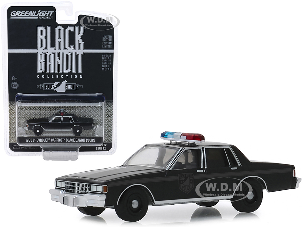 1980 Chevrolet Caprice Black Bandit Police "black Bandit" Series 22 1/64 Diecast Model Car By Greenlight