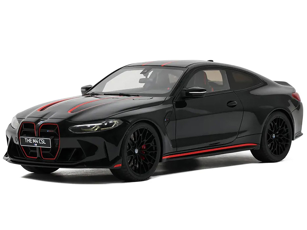 BMW M4 CSL Black with Red Stripes 1/18 Model Car by GT Spirit