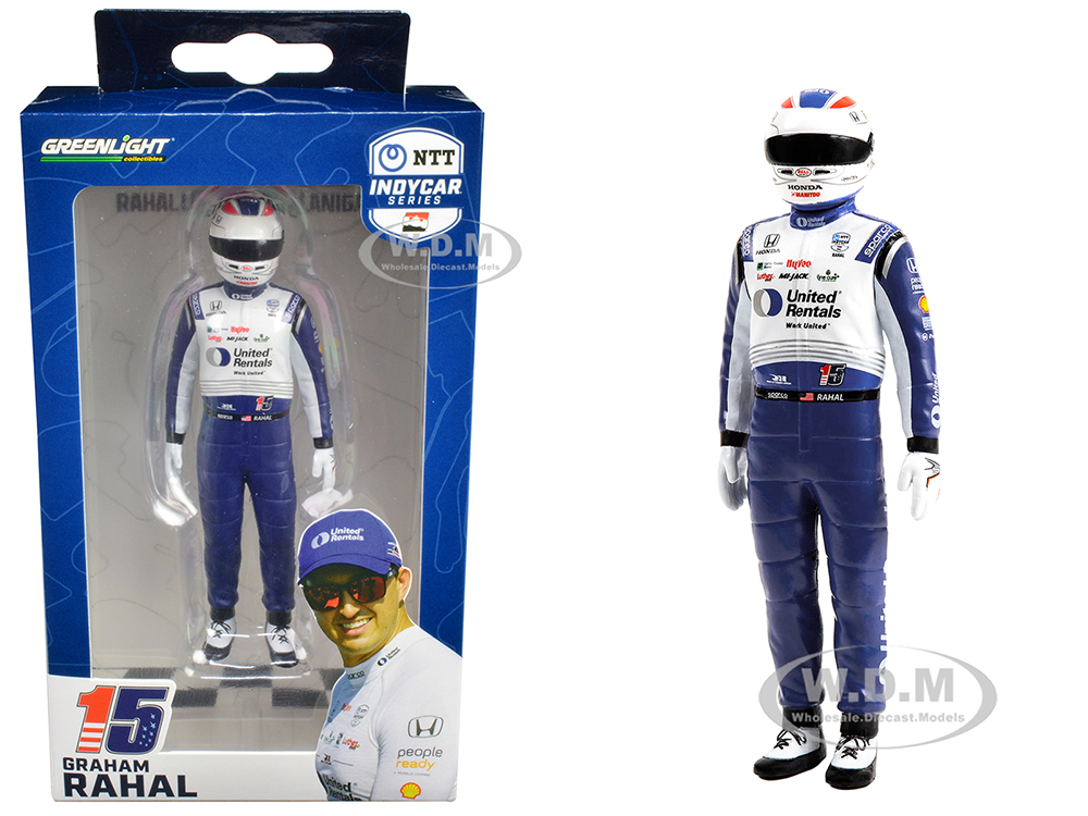 "NTT IndyCar Series" 15 Graham Rahal Driver Figure "United Rentals - Rahal Letterman Lanigan Racing" for 1/18 Scale Models by Greenlight