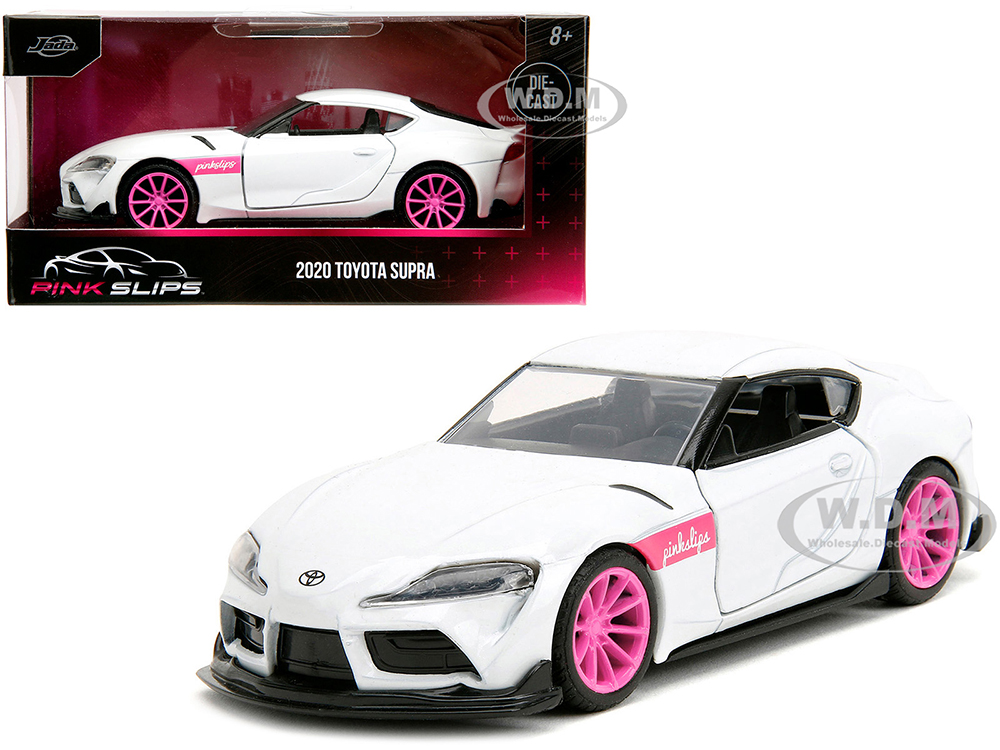 2020 Toyota Supra White Metallic with Pink Wheels Pink Slips Series 1/32 Diecast Model Car by Jada