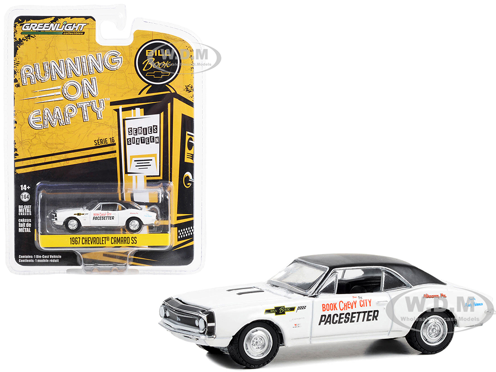 1967 Chevrolet Camaro SS White with Black Top Book City Chevy Pacesetter - Altoona Pennsylvania Running on Empty Series 16 1/64 Diecast Model Car by Greenlight