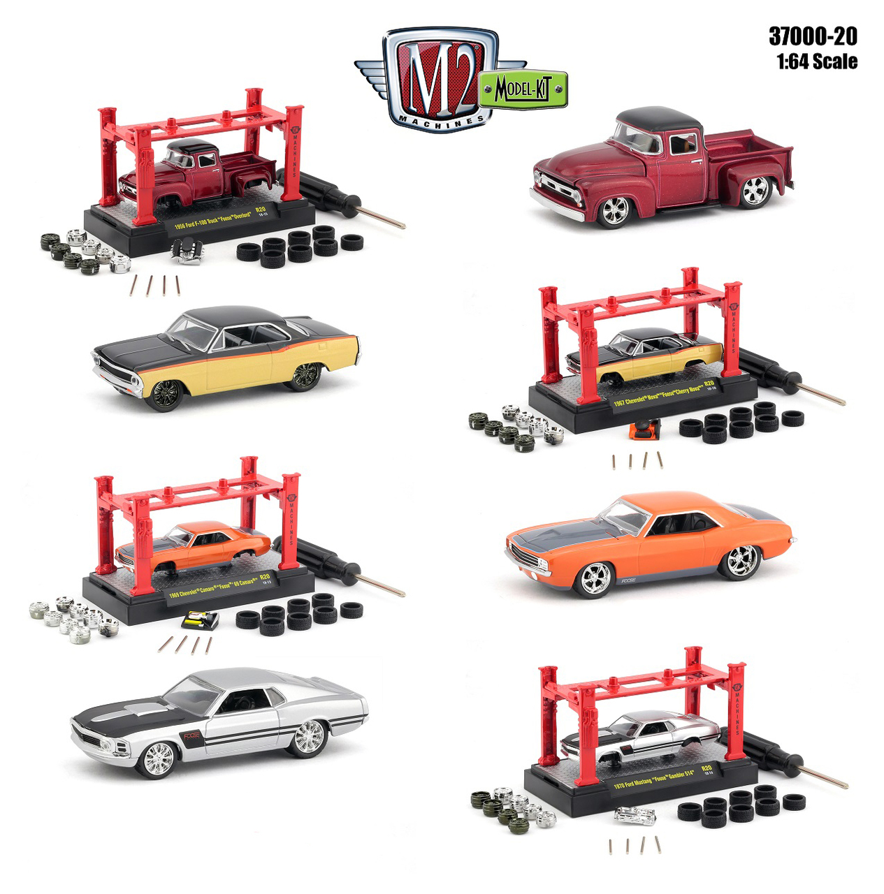 Model Kit 4 Pieces Set Release 20 1/64 Diecast Model Cars By M2 Machines