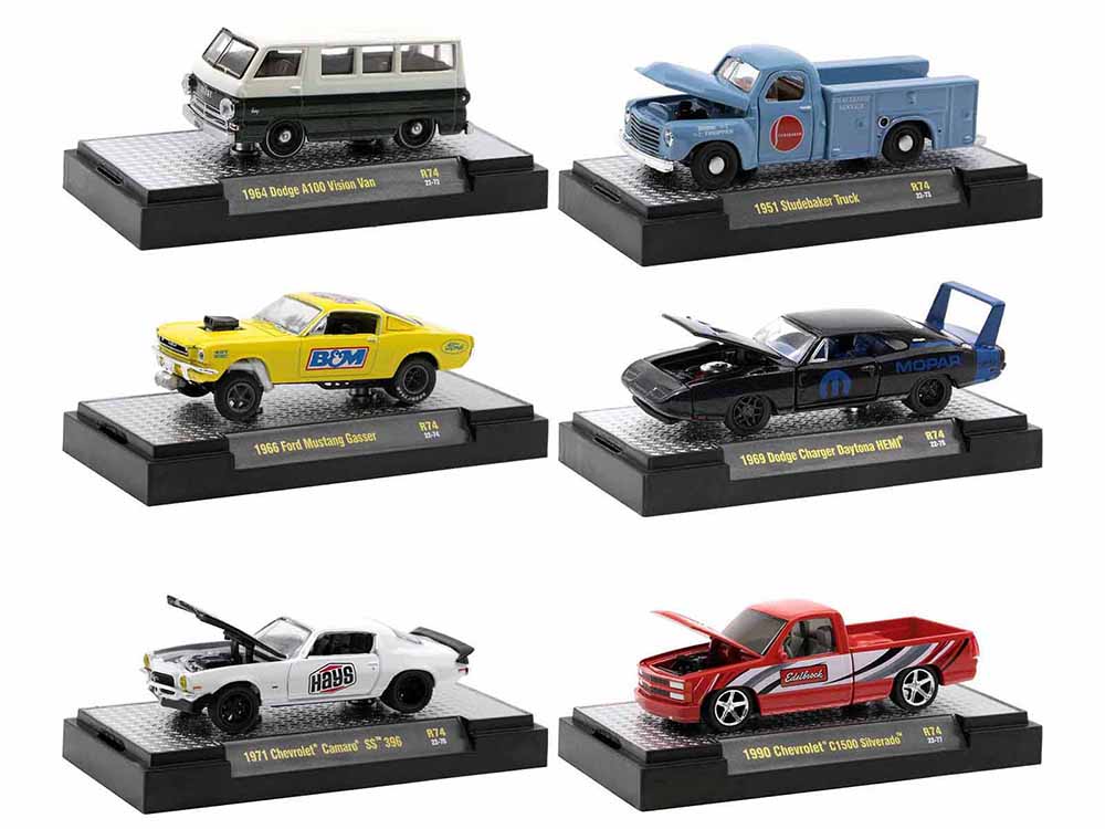 "Auto-Thentics" 6 piece Set Release 74 IN DISPLAY CASES Limited Edition to 8250 pieces Worldwide 1/64 Diecast Model Cars by M2 Machines