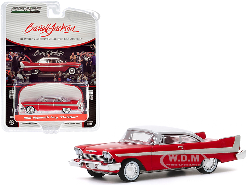 Image of 1958 Plymouth Fury "Christine" Red with White Top (Lot 2006) Barrett Jackson "Scottsdale Edition" Series 5 1/64 Diecast Model Car by Greenlight