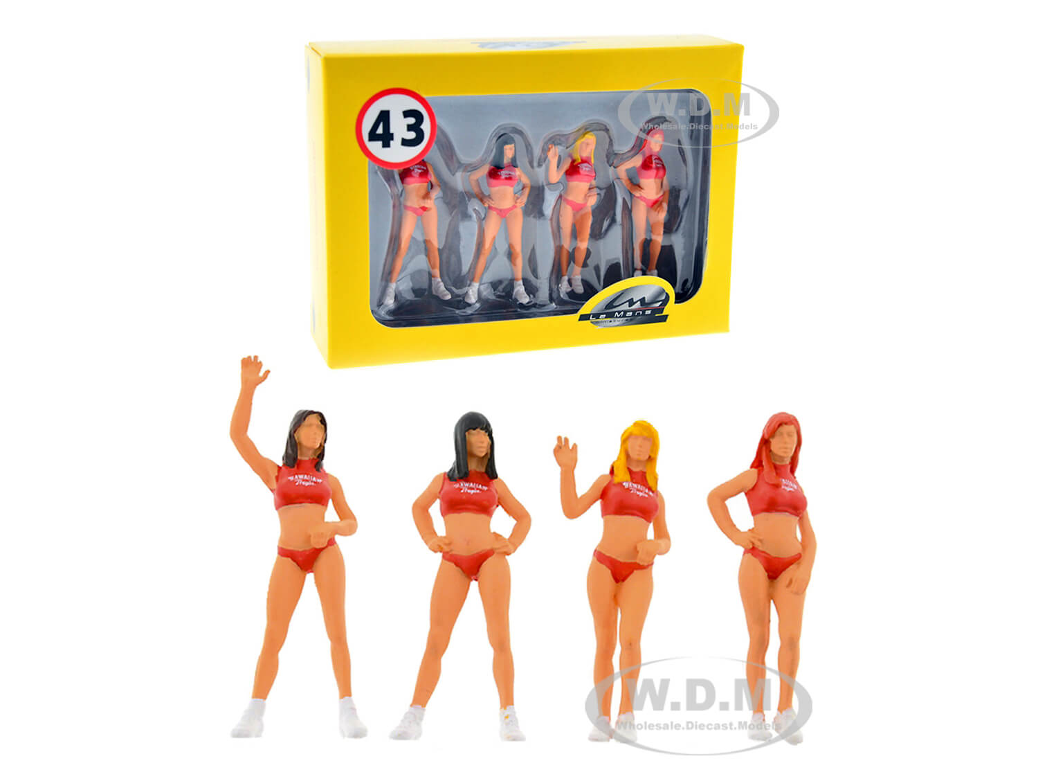 "Hawaiian Tropic Girls" Set of 4 Figurines for 1/43 Scale Model Cars by Le Mans Miniatures