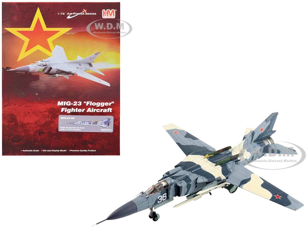 Mikoyan-Gurevich MiG-23 Fighter Aircraft "Flogger" Russian Air Force "Air Power Series" 1/72 Diecast Model by Hobby Master