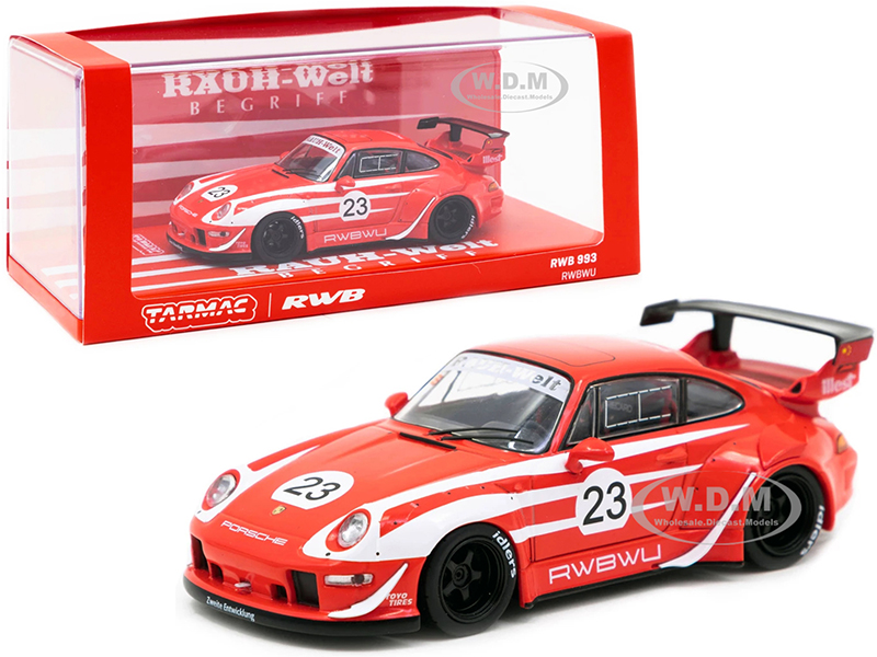 Porsche RWB 993 #23 RWBWU Red with White Stripes RAUH-Welt BEGRIFF 1/43 Diecast Model Car by Tarmac Works