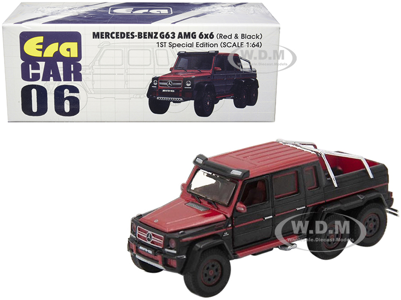 Mercedes Benz G63 Amg 6x6 Pickup Truck Red And Black "1st Special Edition" 1/64 Diecast Model Car By Era Car