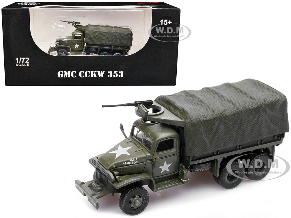 GMC CCKW 353 Truck With Mounted Gun Olive Drab "4148174-S" US Army World War II 1/72 Diecast Model by Legion