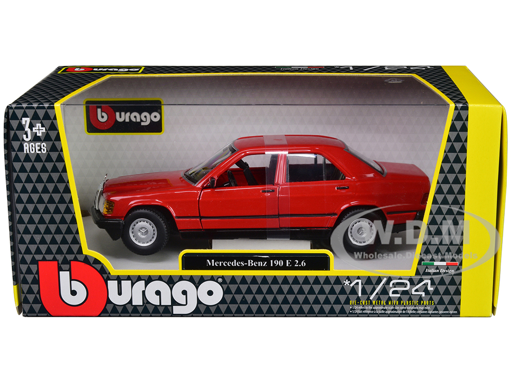 Mercedes-Benz 190 E 2.6 Red 1/24 Diecast Model Car by Bburago