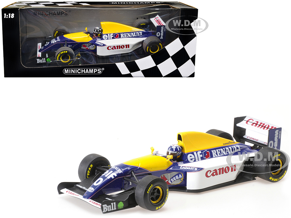 Williams Renault FW15C #0 Damon Hill Canon 3rd Place F1 Formula One World Championship (1993) with Driver Limited Edition to 300 pieces Worldwide 1/18 Diecast Model Car by Minichamps