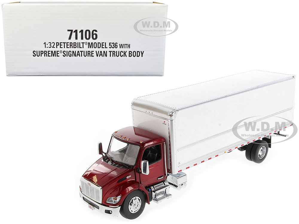Peterbilt 536 Truck with Supreme Signature Van Body Red Metallic Transport Series 1/32 Diecast Model by Diecast Masters