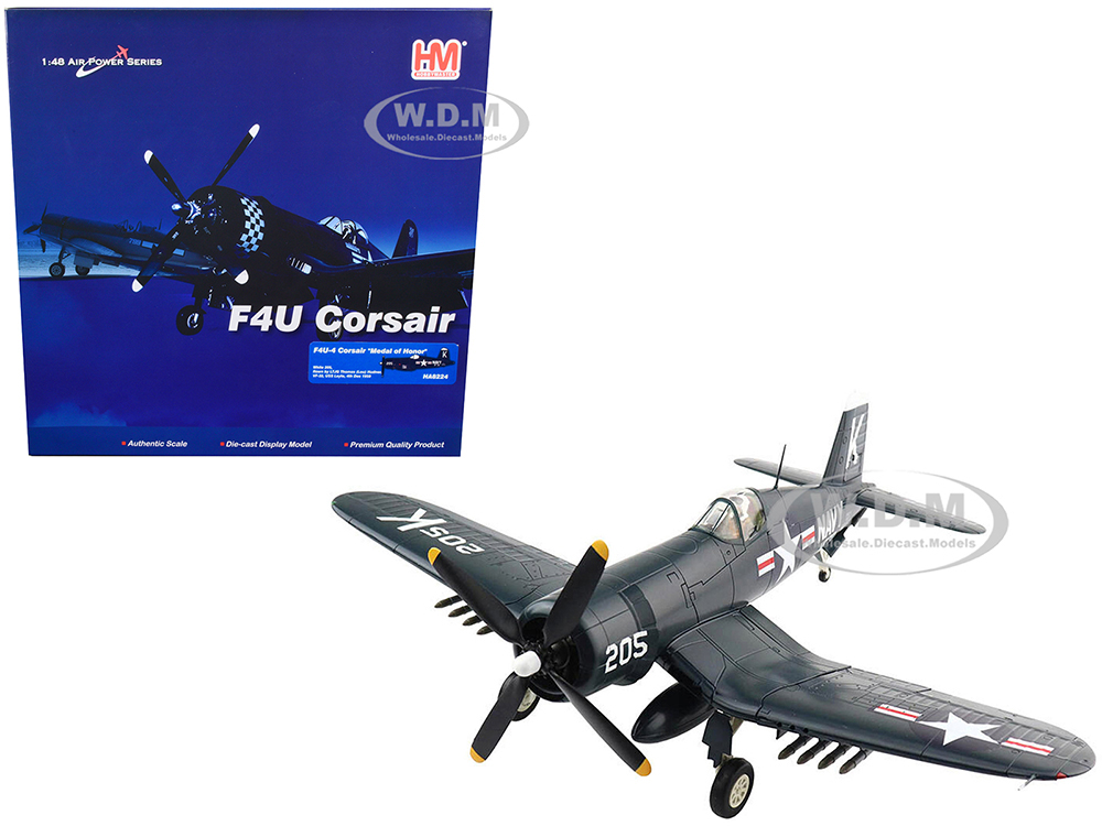 Vought F4U-4 Corsair Medal of Honor Fighter Aircraft White 205 LTJG Thomas (Lou) Hudner VF-32 USS Leyte (4th Dec 1950) Air Power Series 1/48 Diecast Model by Hobby Master