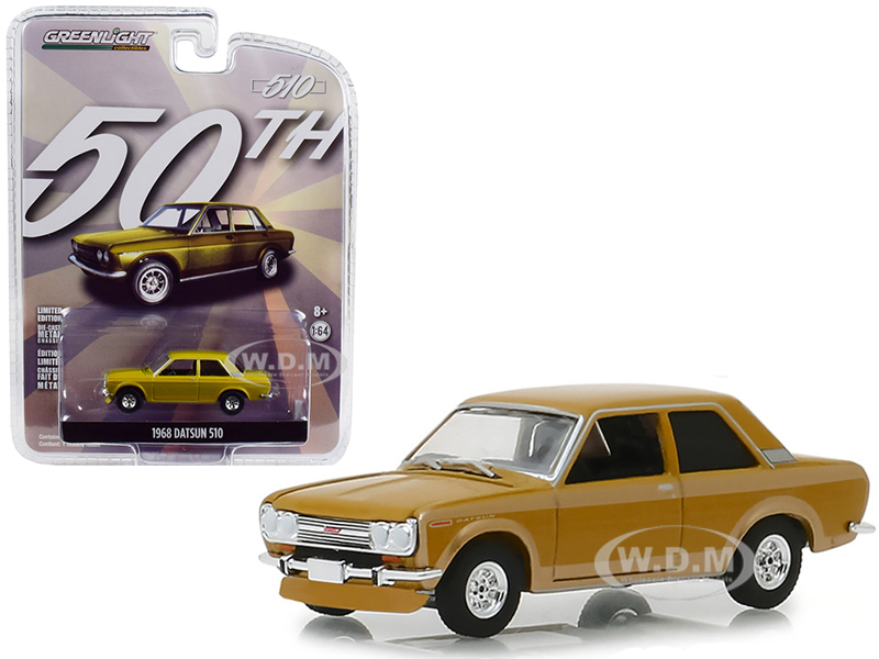 1968 Datsun 510 Metallic Yellow "50 Years Of The Datsun 510" "anniversary Collection" Series 7 1/64 Diecast Model Car By Greenlight