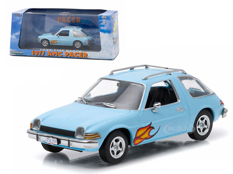 1977 AMC Pacer Light Blue with Flames Greenlight Exclusive 1/43 Diecast Model Car by Greenlight