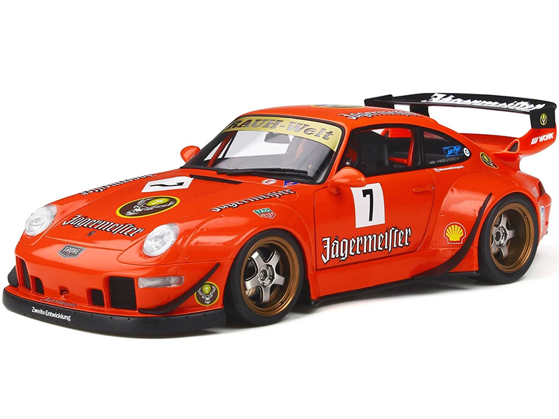 Image of Porsche RWB 993 7 "Jagermeister" "Asia Exclusive" Series 1/18 Model Car by GT Spirit for Kyosho