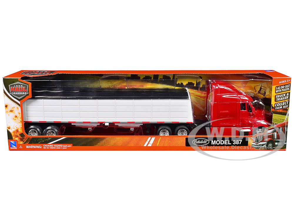 Peterbilt 387 Truck Red with Grain Trailer White "Long Haul Truckers" Series 1/43 Diecast Model by New Ray