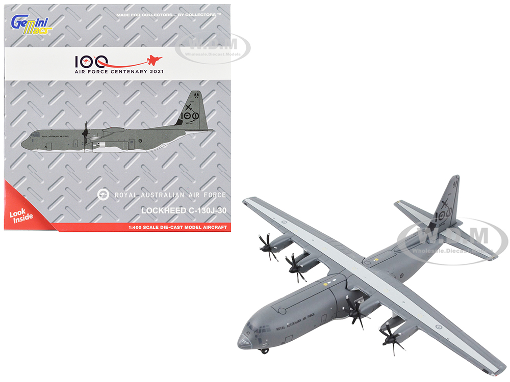 Lockheed C-130J-30 Transport Aircraft Royal Australian Air Force - 100 Years Cententary Gray Gemini Macs Series 1/400 Diecast Model Airplane by GeminiJets