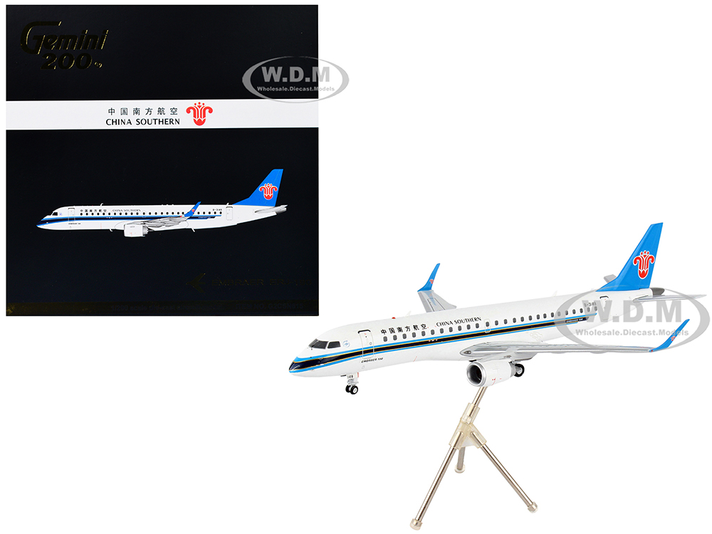 Embraer ERJ-190 Commercial Aircraft China Southern Airlines White with Black Stripes and Blue Tail Gemini 200 Series 1/200 Diecast Model Airplane by GeminiJets