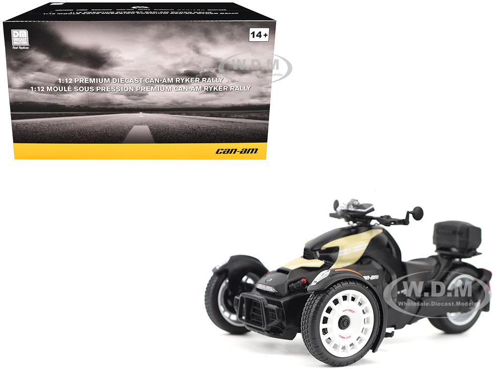 Can-Am Ryker Rally 3-Wheel Motorcycle Sand Storm and Black 1/12 Diecast Model by BRP Models